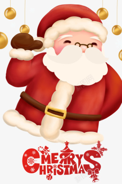 圣诞节的球手绘圣诞老人装饰元素高清图片