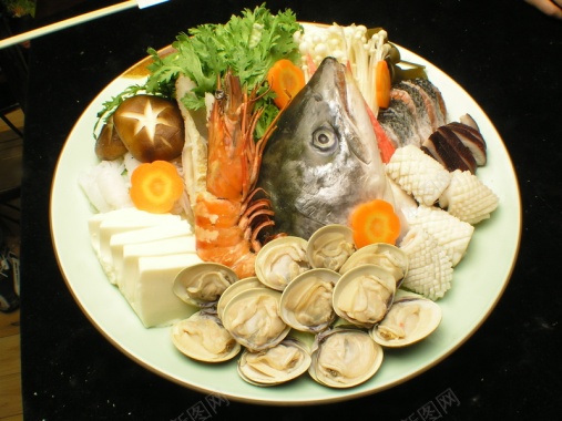 鱼头海鲜料理海鲜火锅海鲜背景