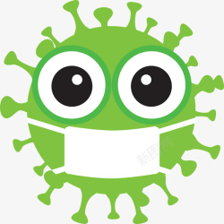 绿色病毒细胞免扣带口罩可爱病菌高清图片