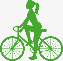 矢量女孩骑单车骑单车的绿色女孩高清图片