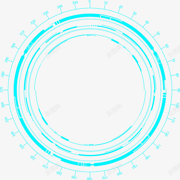 蓝色科幻刻度盘psd免抠素材_88icon https://88icon.com 科幻 仪表盘 蓝色 仪器