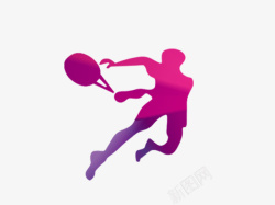 网球插画跳跃打网球的男子高清图片