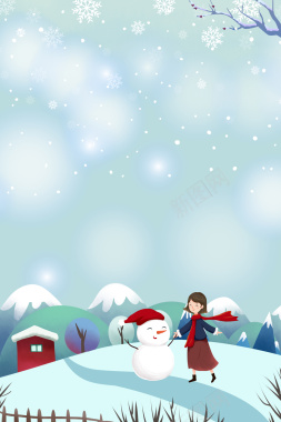 卡通冬天手绘背景图元素图背景