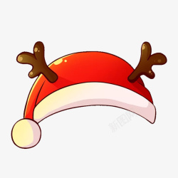 红色圣诞彩球圣诞节红色鹿角帽子高清图片