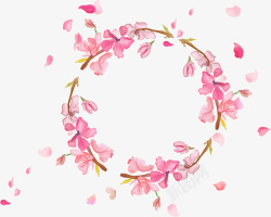 樱花花环手绘花圈素材