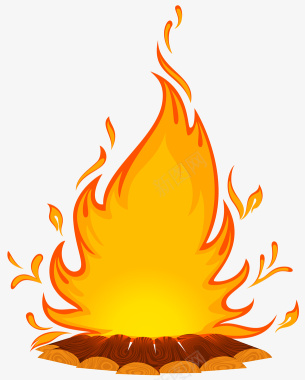 木材机理火焰火堆篝火矢量图标
