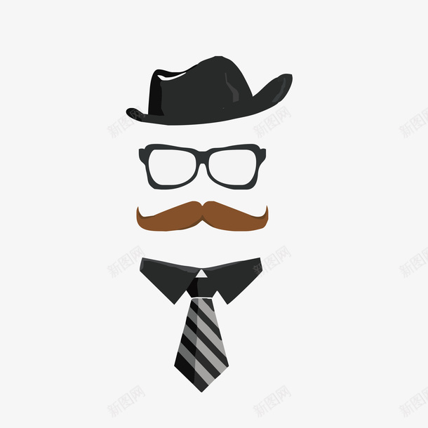 父亲节素材大人eps免抠素材_88icon https://88icon.com 帽子 插图 父亲节 眼镜 领带