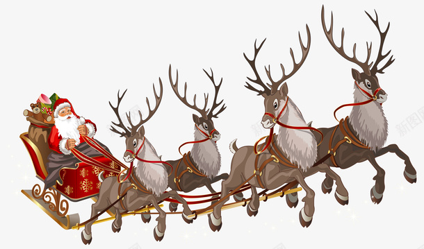 圣诞麋鹿雪橇车1png免抠素材_88icon https://88icon.com 圣诞 雪橇车 麋鹿 圣诞老人