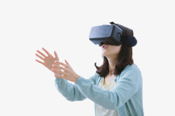 vr头穿戴VR头盔的女孩高清图片