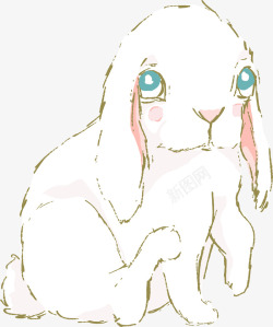 手绘卡通可爱女生兔子花卉图案PS手账手幅装饰设计2素材