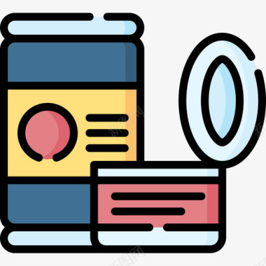 夏令营总动员罐装食品夏令营27线性颜色图标