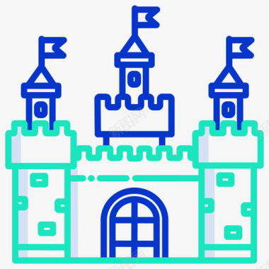 旋转城堡城堡游乐园83轮廓颜色图标
