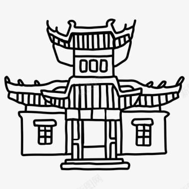 彩金喇嘛庙建筑亚洲图标