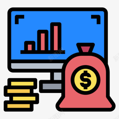 钱币钱袋钱袋金融55线性颜色图标