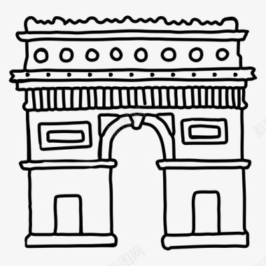 法国凯旋门风情凯旋门建筑法国图标