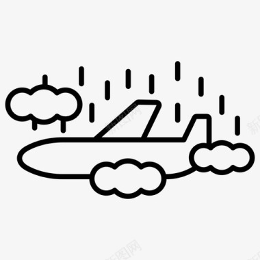 风暴中的飞机天气状况风暴云中的飞机图标