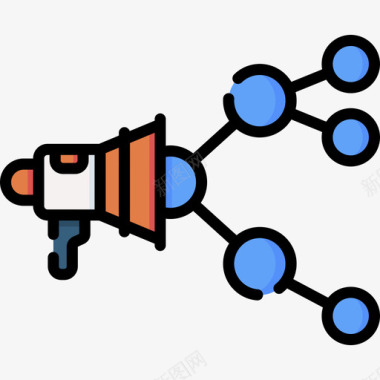瀑布式病毒式营销数字营销208线性色彩图标