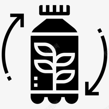 瓶子回收绿色植物图标