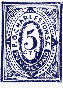 国外蓝色复古邮票素材