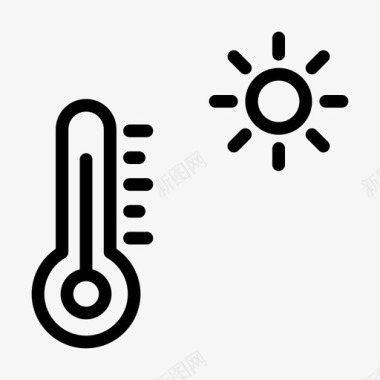 水温温度计太阳温度计气候温度图标