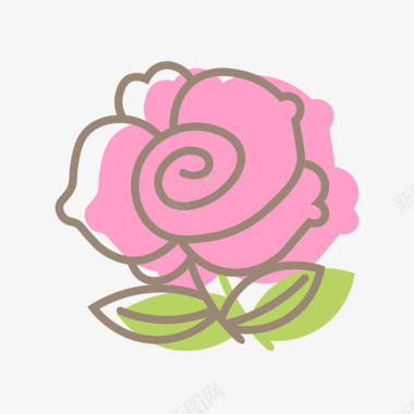 玫瑰花彩图标