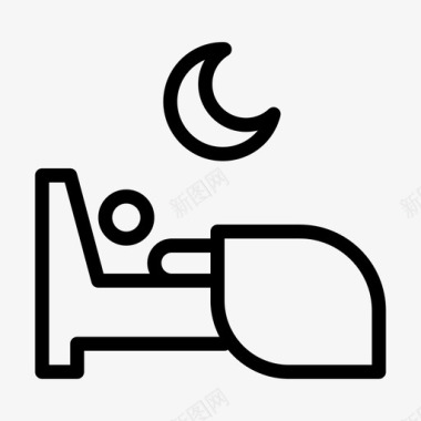 夜眠床月亮休息图标