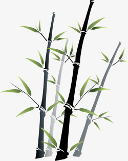 中国风水墨竹子古风竹叶竹林水彩手绘插画免扣PS设计素材