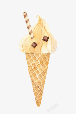 冰淇淋甜筒图免扣手绘彩绘水彩插画素材