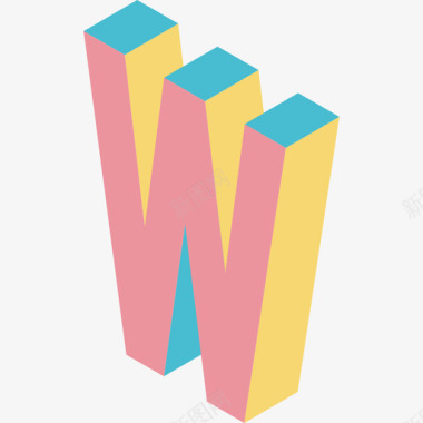 彩色字体字母标志立体W图标