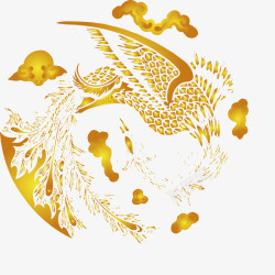 手绘水彩凤凰水墨火焰中国风透明图案93手绘水彩凤凰素材