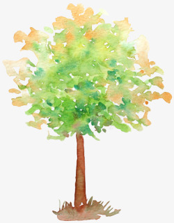 图手绘水彩树木专辑Vol001秋冬树木手绘水彩树集素材