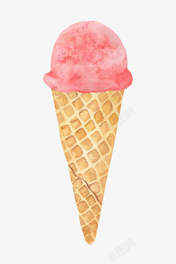 冰淇淋甜筒图免扣手绘彩绘水彩插画素材