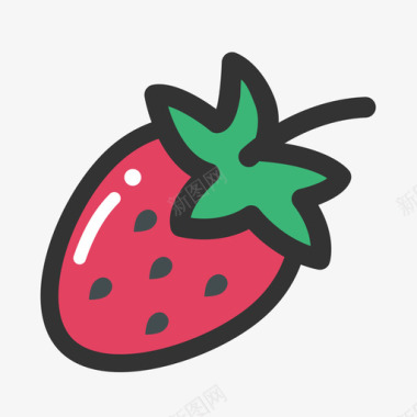 草莓绿叶草莓图标