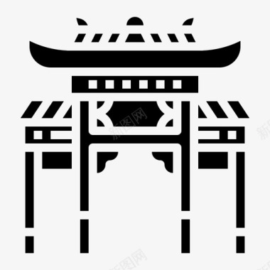 新年小标题中国庙会中国新年50年坚实图标