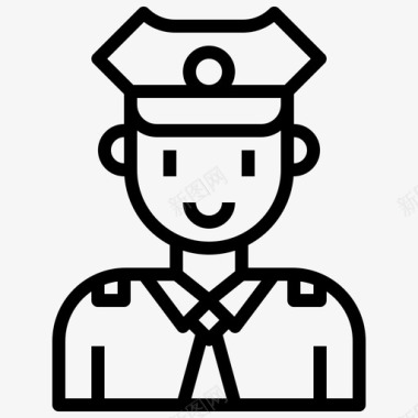 警察扁平化人物警察警卫监护人图标