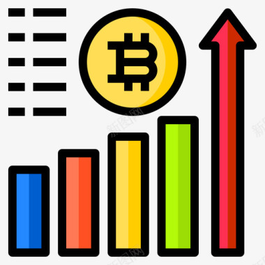 标志图标标贴分析比特币140线性颜色图标