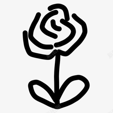 手绘花束花朵玫瑰植物涂鸦图标