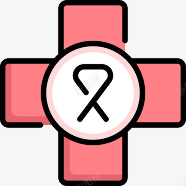 红十字会世界癌症意识线性颜色图标