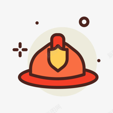 线型钢盔消防1线型颜色图标