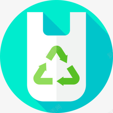抑制再生再生塑料袋生态228扁平图标