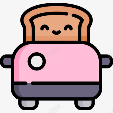 面包烤面包机家庭用品21线性颜色图标