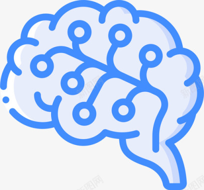 大脑矢量大脑神经学3蓝色图标