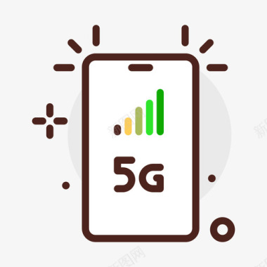 5G手机网络5g5g2线性颜色图标