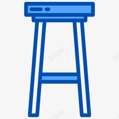 家具饰品凳子家具58蓝色图标