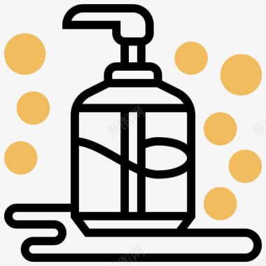 液体肥皂清洁133黄色阴影图标