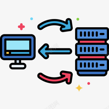 网络安全服务器存储网络安全37线性颜色图标