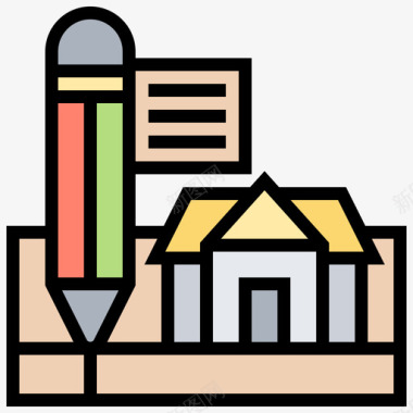 布局布局建筑83线颜色图标