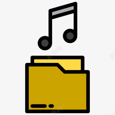 qq音乐应用图标设计文件夹音乐应用程序2线性颜色图标