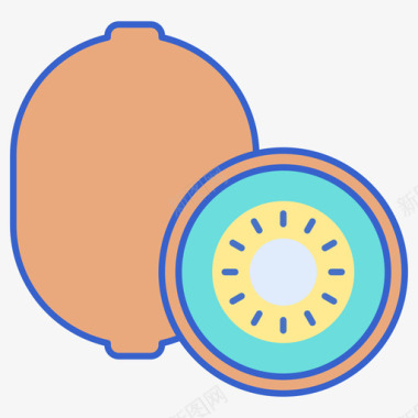 猕猴桃PNG图片猕猴桃热带57线形颜色图标