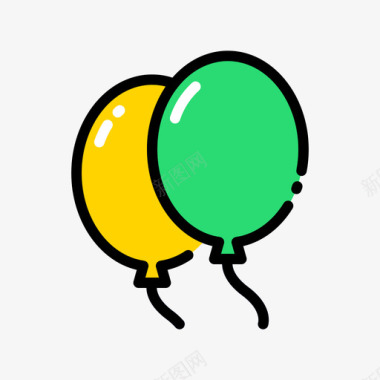 大气球气球马戏团103线性颜色图标
